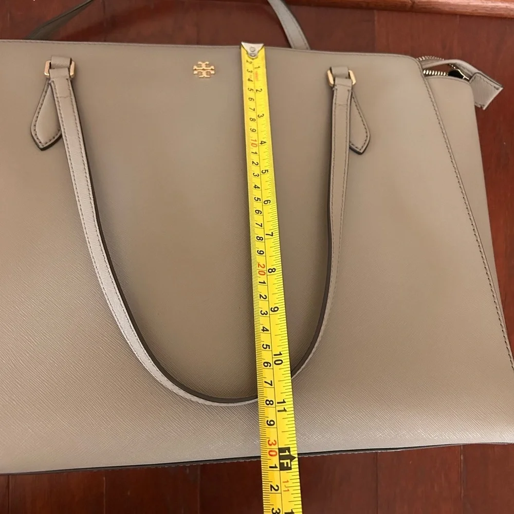 Tory Burch Triple Compartment French Gray Leather Large shopperTote Bag